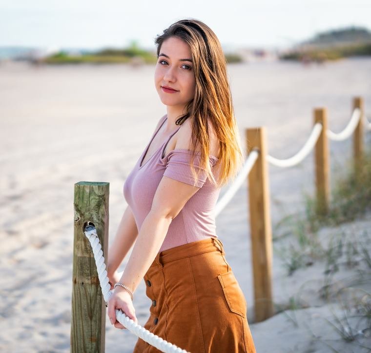 Beach boardwalk portrait